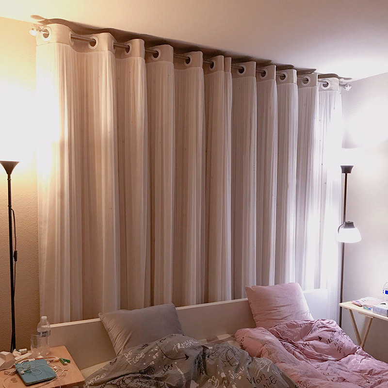 ins net red hollowed-out teenage girl 2021 new curtain floating window shade bedroom double cloth princess stars pop year