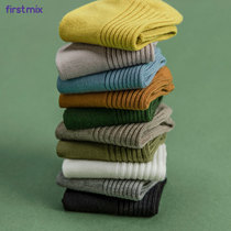 FIRSTMIX Japanese spring new socks womens pit ins black short tube socks vintage solid color wild socks