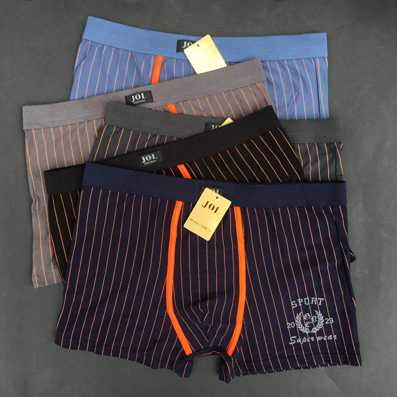 Foreign trade men's underwear men's boxer pants striped large size cotton trousers high waist large size L