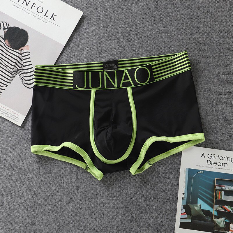 Men's underwear summer ice silk cool and comfortable breathable mid-waist boxer simple solid color youth boxer thin section