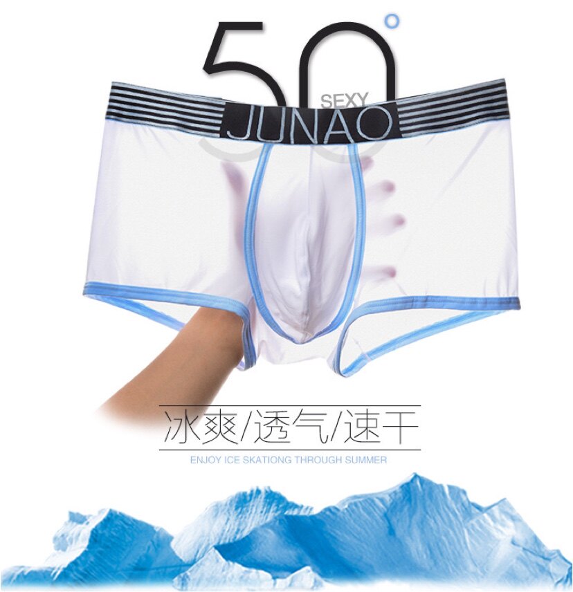 Men's Ice Silk Underwear Men's Boxer Sexy Breathable Summer Cool Thin Section U Convex Youth Fashion Boxer Head