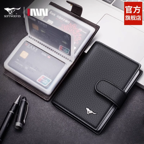 Septwolves, мужской картхолдер, вместительный и большой ультратонкий чехол, из натуральной кожи