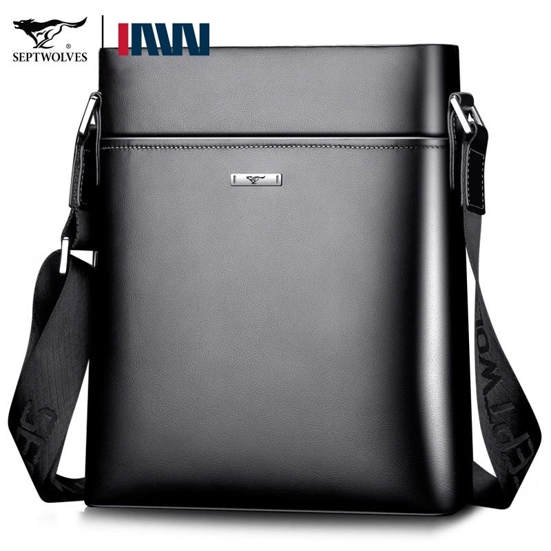 Septwolves Men's Briefcase 2025 New Trendy Business Shoulder Bag High-End First Layer Cowhide Men's Bag
