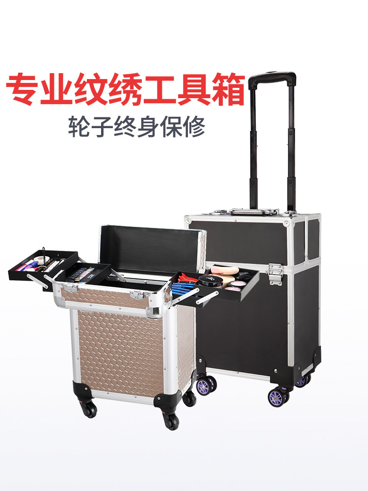 Professional medical beauty embroidery tool box, ear beauty, eyelash beauty, eyebrow artist, surgical consultation, tattoo special micro-whole trolley box