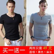 Baopai đồ lót nam bó sát áo thun cotton thể thao ngắn tay áo vest nam cotton cổ tròn áo sơ mi trẻ trung