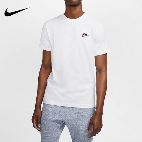 Nike, летняя спортивная футболка для отдыха, короткий рукав, с вышивкой, с печатью вашего логотипа, круглый воротник