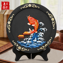 Charcoal carving crafts Carp Yue Longmen academic promotion Business gifts Home decorations Opening ornaments small