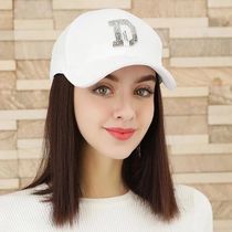 Cap wig integrated female summer trend Short straight hair net red duck tongue cap with hair baseball cap with long straight wig