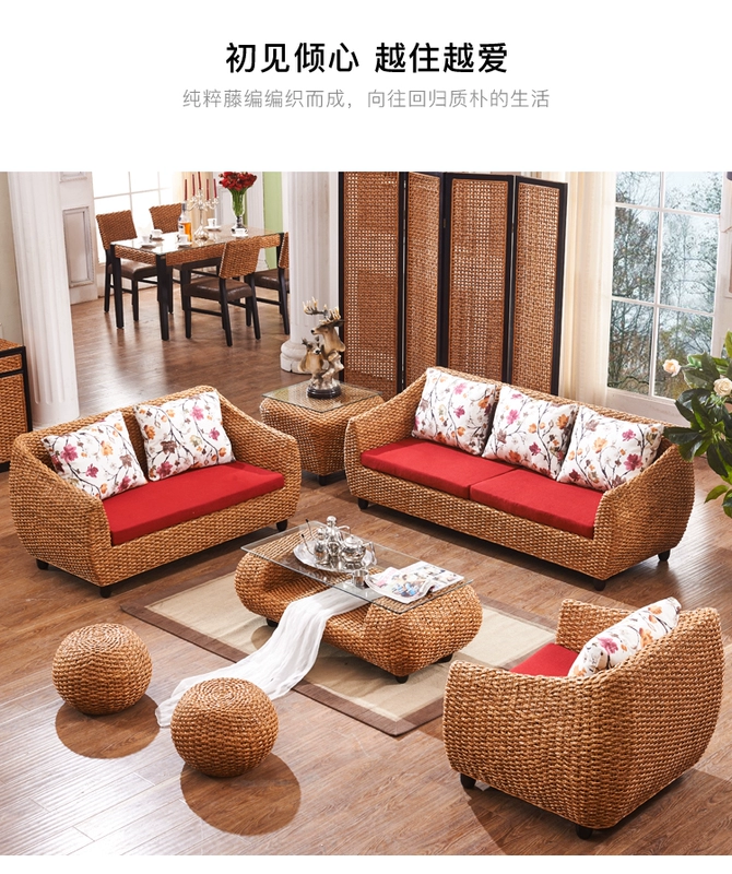 Đôi đan bằng mây ghế sofa sofa mây phòng khách sofa mây chuẩn bị mây Năm mảnh tre và đồ nội thất mây ed - Ghế sô pha