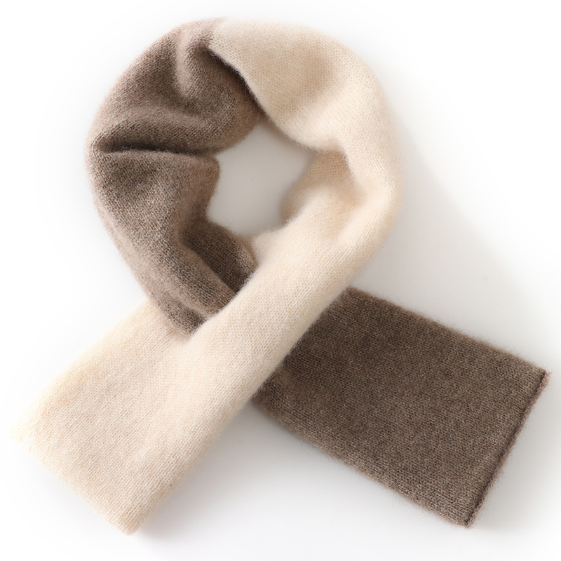 100% Cashmere Scarf for Women, Short Style, Autumn and Winter Neck Protection, Warm, Perforated, Versatile, Color-Blocked Knitted Small Neck Warmer for Men