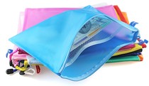 Color document bag A4 A5 A6 waterproof zipper bag frosted clip net inner double transparent information bag ticket bag