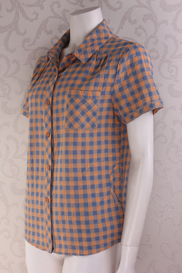 Áo sơ mi nữ chất liệu cotton ngắn tay mùa hè trung niên XL nữ siêu mỏng kẻ sọc cotton áo thun - Quần áo của mẹ áo lẻ trung niên