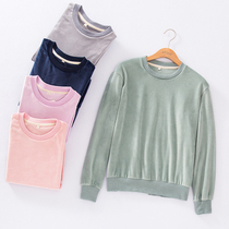 Autumn and winter flannel pajama top women wear a single long-sleeved shirt pullover couple thickened coral velvet home clothes men