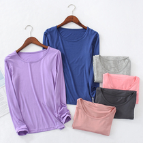 Spring and summer new Modal long-sleeved t-shirt womens pajama top thin autumn coat large size base shirt comfortable home