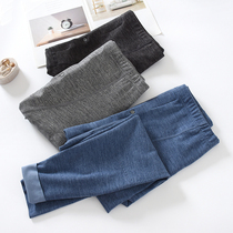 Double face grinding down autumn pants mens high waist kneecap fever densuede warm pants lining pants tight fit underpants cotton wool trousers