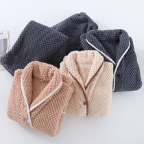 New Japanese Coral Velvet Pajamas Men and Female Pineapple Gauge Heating Warm Couple Franvelt Home Clothes