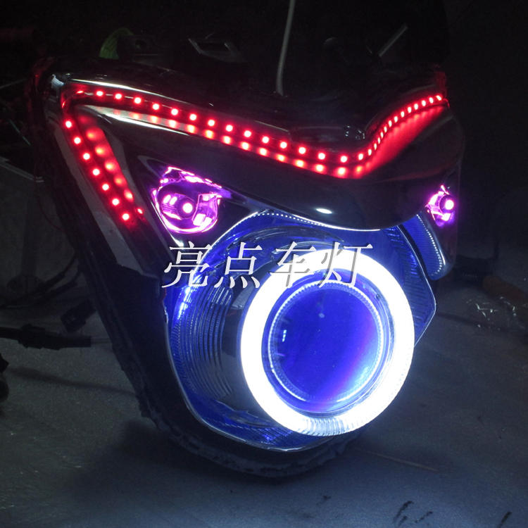 Sửa đổi lắp ráp đèn pha GW250 GSX Q5 Hella 5 ống kính kép Xenon đèn thiên thần ác quỷ ống kính không mất mắt - Đèn HID xe máy đèn pha xe máy wave
