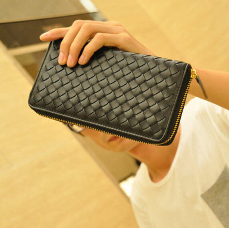 2017新款韩版手拿包男时尚手抓包女日韩编织钱包长款拉链多功能包