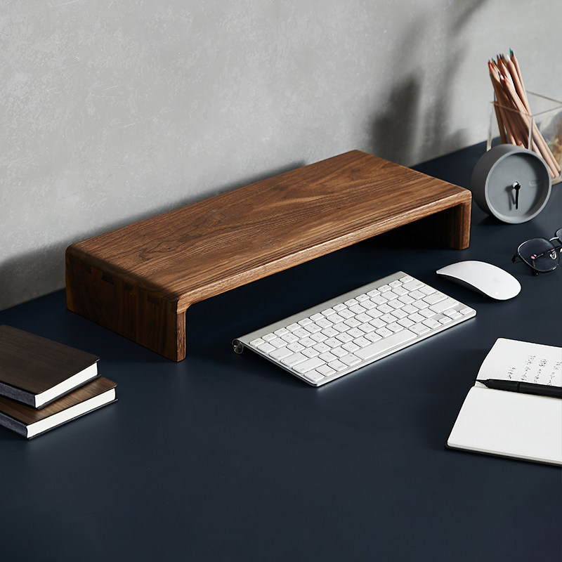 Black Walnuts Wood Computer Screen Desktop Heightening Solid Wood Shelf Base Bracket Keyboard Containing Mat High Shelf High Shelf