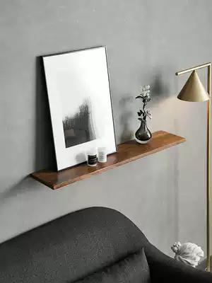 Simple living room wall hanging black walnut solid wood partition shelf Wall TV partition decorative wall bookshelf