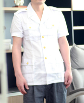 Old-fashioned white dry short-sleeved shirt short-sleeved shirt for men summer iron-free solid color business shirt mens metal buckle