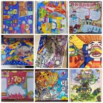 Contemporary Painting Themed Environmental Courtesy of the Future Dream Universe Childrens sci-fi painting Original hand-painted and customized