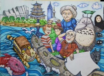 Pure hand-painted generation painting sci-fi original hand-painted newspaper painting fire technology fantasy childrens painting generation painting