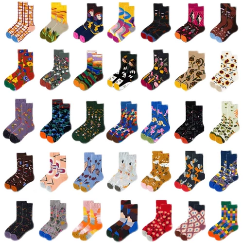Xiaohongshu French Art Trend ins net ret remanciated Casual Street Literator и Artistic Fan High -Catative Женщины Средняя труба Хлопковые носки.