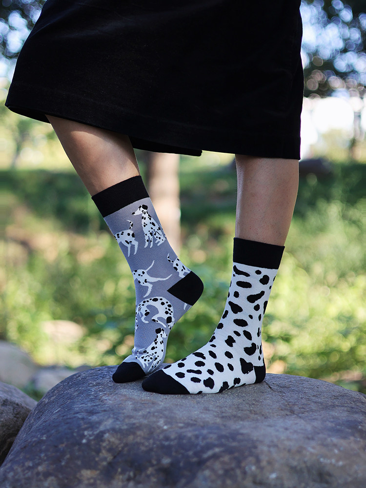CRAZYSOX ORIGINAL ASYMMETRICAL PATTERN AB TIDE MANDARIN DUCK INS STREET VERSATILE MEDIUM AND HIGH TUBE WOMEN