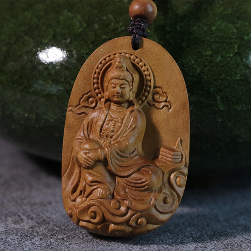 Fidelity India Laoshan Sandalwood Pendant Engraving Craft Pendant Necklace Pendant Necklace Men And Women Ornaments At Ease of Guanyin