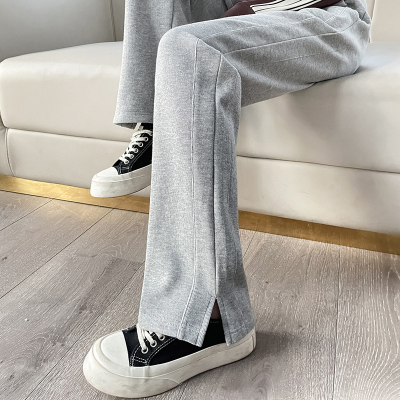 Women's High-Waisted Slim-Fit Wide-Leg Pants 2026 Spring and Autumn Casual Pants Straight-Leg Slit Women's Pants with Drape Effect Sweatpants