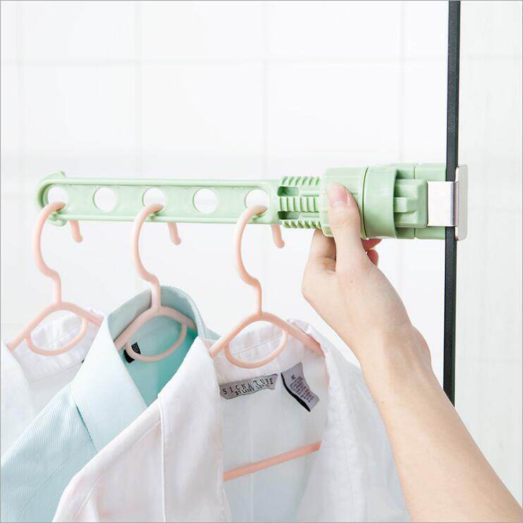 Simple Indoor Window Frame Clothes Hanger Wardrobe Hanging Rod Travel Clotheshorse Dormitory Balcony Telescopic Clothes Hanger Hook