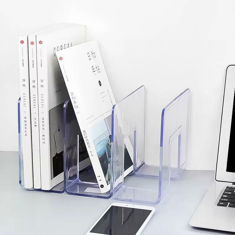 Acrylic Creative Office Summary Book Stand Student Desktop Separator Small Bookshelf Trig Four Lattice Book Stand Shelf Information Shelf