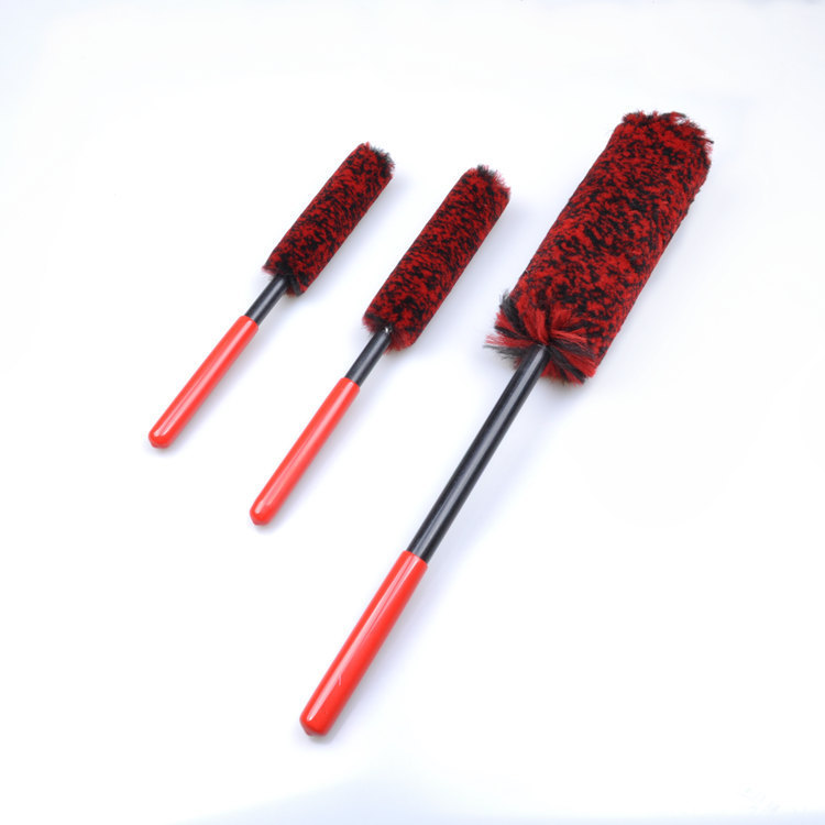 Car Cleaning Wool Brush for Deep Cleaning of Car Interior Seats, Steel Rims, and Wheel Hubs with Long Handle