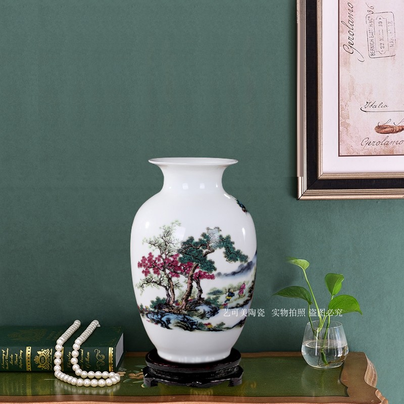 Jingdezhen gốm sứ màu xanh và trắng bình hoa cắm hoa mới phong cách Trung Quốc phòng khách tủ rượu kệ trang trí nhà - Vase / Bồn hoa & Kệ chậu hoa treo