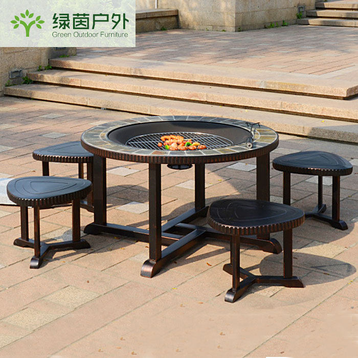 Springingale Outdoor BBQ Desk and Chair Combined patio garden terrace terrace commercial bench griller charcoal