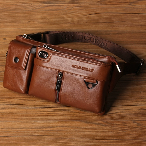 Поясная сумка, мужская кожаная нагрудная сумка для отдыха, универсальная спортивная сумка на одно плечо, из натуральной кожи, воловья кожа