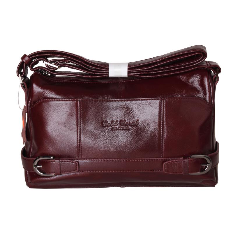 Gold Coral 2022 New Autumn Winter Genuine Leather Women's Bag Middle Aged Woman Slanted Satchel Bag Casual Twill Bag