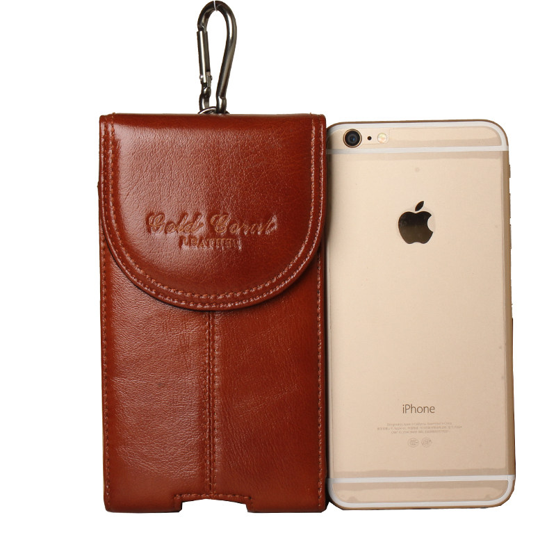 Genuine leather pockets 5 3 inches 5 5 5 5 8 inches 6 inches 6 3 inches Apple cow leather mobile phone bag wearing strap single layer of vertical