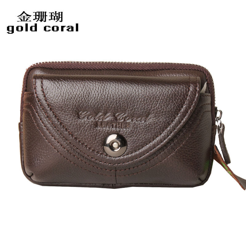 Golden Coral New Genuine Leather Mobile Phone Purse 4 4 4 3 0 4 5 4 4 7 5 5 3 0 Wearing Leather Belt Male Purse