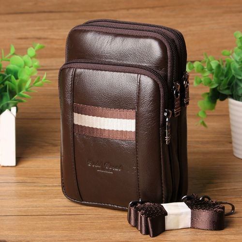 Коралловая поясная сумка для отдыха, кожаный ремень, сумка на одно плечо, из натуральной кожи, 6.3 дюймов, 6.6 дюймов