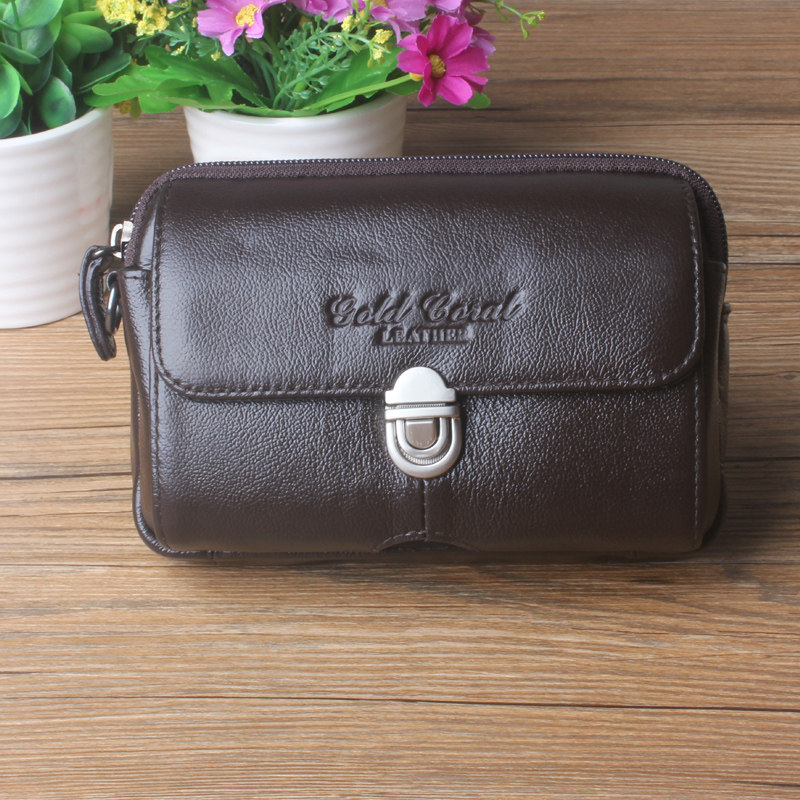 Middle-aged men's purse leather mobile phone bag 5 inch 5 3 inch Apple 7 Plus 5 5 inch cow leather men's bag bag