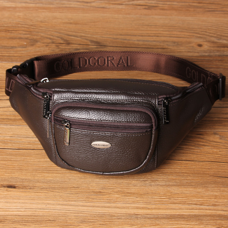 Golden Coral Bull Leather Pocket Cell Phone Bag Genuine Leather Pocket Men Bags Collection Silver Bag Outdoor Running Bag Sports Pocket