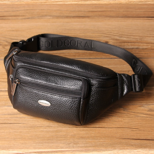 Коралловая кожаная поясная сумка для отдыха, нагрудная сумка, воловья кожа, из натуральной кожи