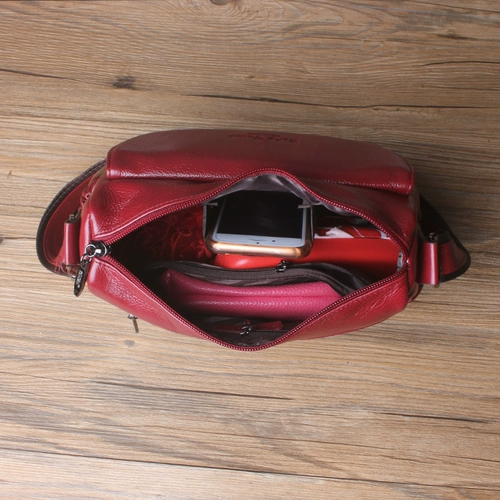 Коралловая сумка для телефона, кожаная сумка на одно плечо, для среднего возраста, воловья кожа, из натуральной кожи