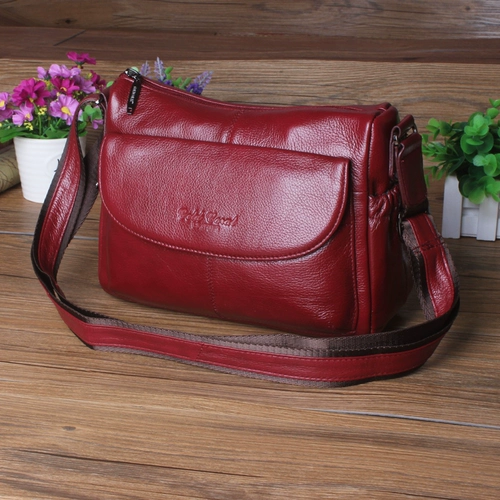 Коралловая сумка для телефона, кожаная сумка на одно плечо, для среднего возраста, воловья кожа, из натуральной кожи