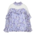 Mùa thu 2019 mới sen lá ren gạc khâu áo sơ mi hoa voan siêu cổ dài tay áo chạm đáy - Áo sơ mi chiffon ren sơ mi trắng tay phồng Áo sơ mi chiffon ren
