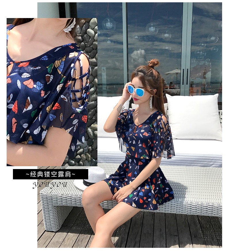 Bạn mặc đồ bơi nữ một mảnh kiểu váy bụng giảm béo bảo thủ ngực nhỏ tụ tập áo tắm gợi cảm tắm nước nóng mùa xuân Hàn Quốc - Bộ đồ bơi One Piece áo tắm một mảnh