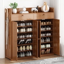 Shoe cabinet home door simple shoe shelf economical solid wood multi-layer storage shoe artifact dust-proof indoor good-looking