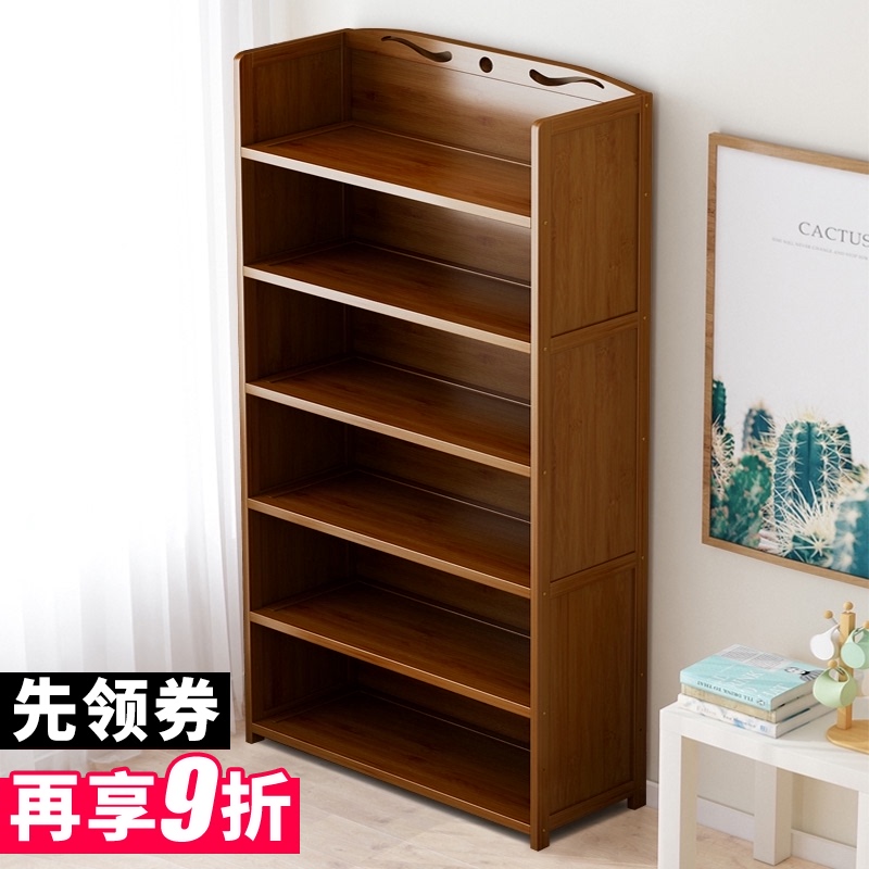 Bookshelf shelf Floor-to-ceiling solid wood children's simple bookcase saves space on the student desk multi-layer storage rack Home